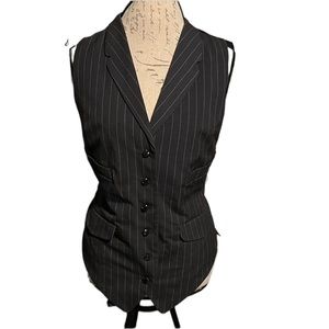 Grey pinstriped vest size large button front